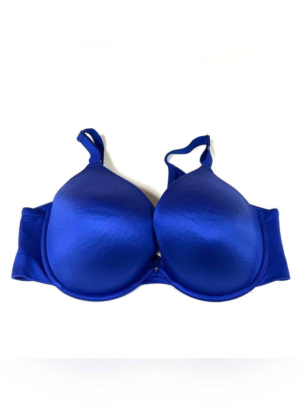 Cacique 42DDD 42F Boost Plunge Bra Solid Blue Underwire Padded #1404